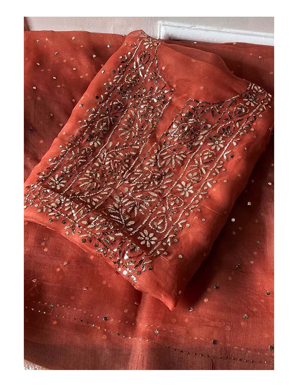 Pure Organza suit pc. with Pita Work
